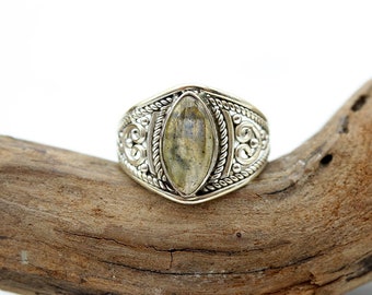 Bague ethnique argent et labradorite