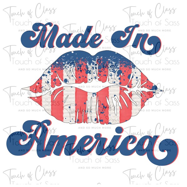 Red White and Blue Made In America 4th of July PNG Sublimation Design Download