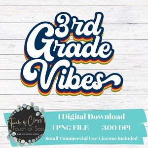 Layered Primary Colors Retro 3rd Grade Vibes Design Sublimation Design Download PNG File