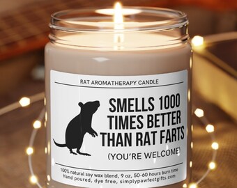 Rat Gifts, Funny Rat Candle, Cute Pet Rat Mom Gift, Rat Lover Gift, Rat Fart Candle, Rat Humor Birthday Gift, Rat Dad Gift, Fun Rat Decor