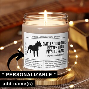 Pitbull Gifts, Personalized Pit Bull Gifts, Funny Pitty Mom Candle, Custom Pitbull Momma Gift, Pitbull Dad Gift, Light When Dog Farts Candle