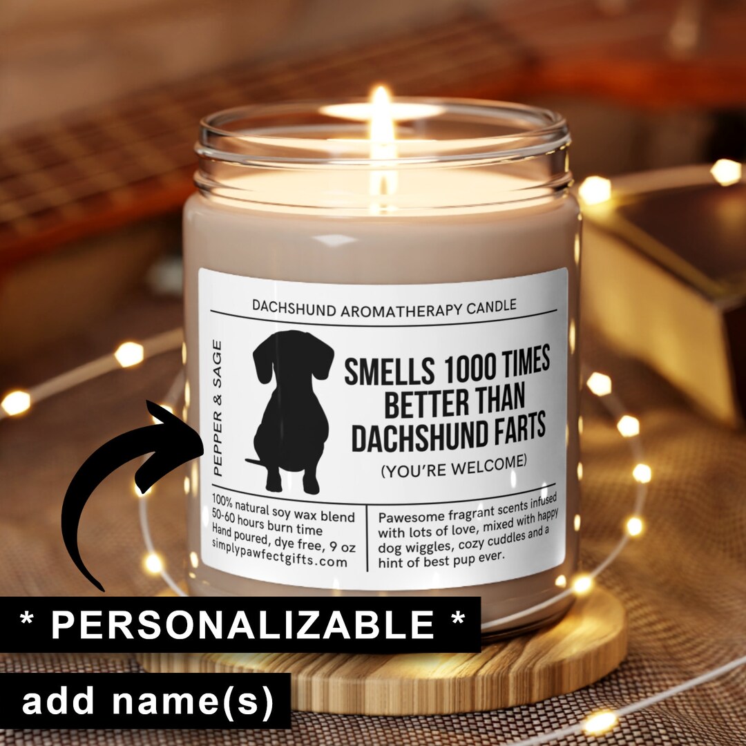 Personalized Dachshund Gift Candle Funny Weiner Dog Gifts Etsy