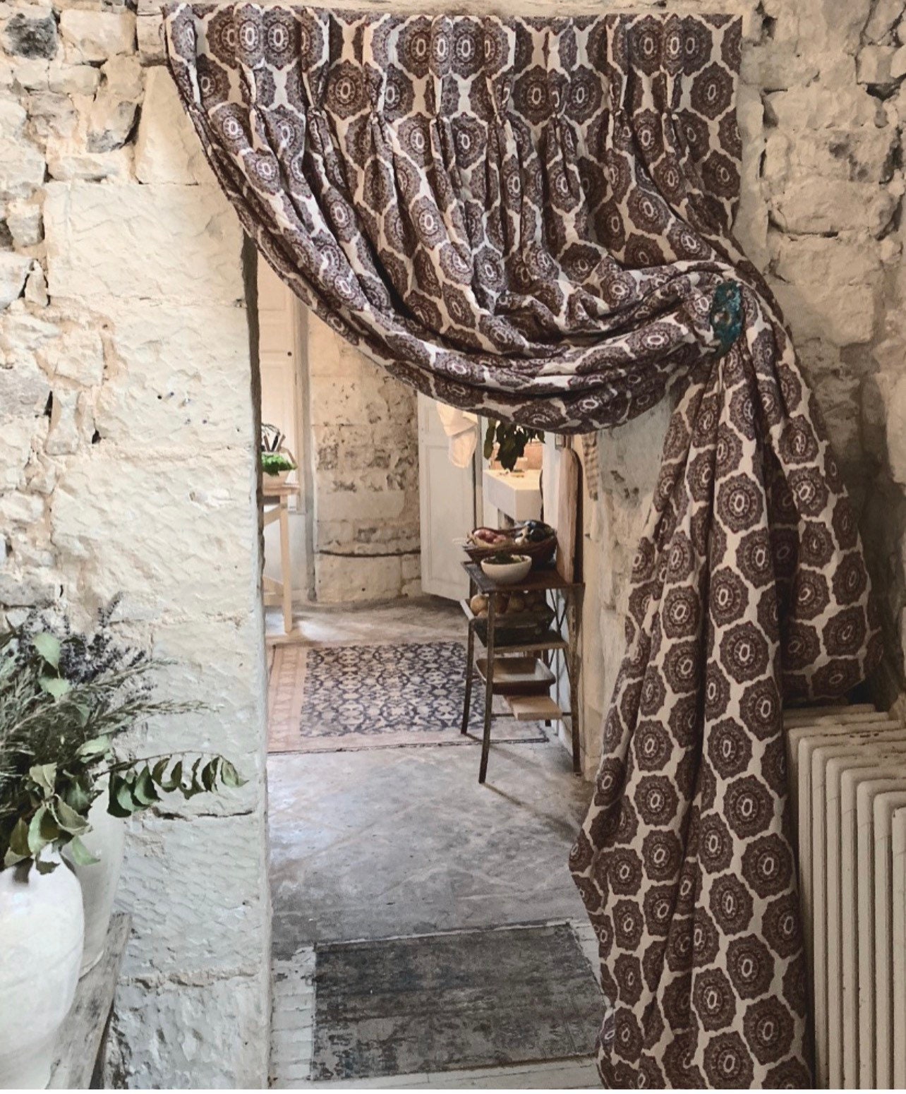 Château Français Rideau Interligne Lourd Antique