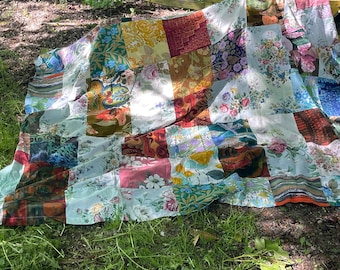 couvre-lit ou jeté de canapé en patchwork vintage