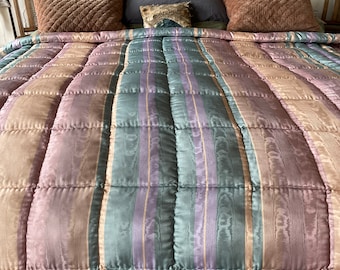 French silky Vintage moiré quilt hand stitched