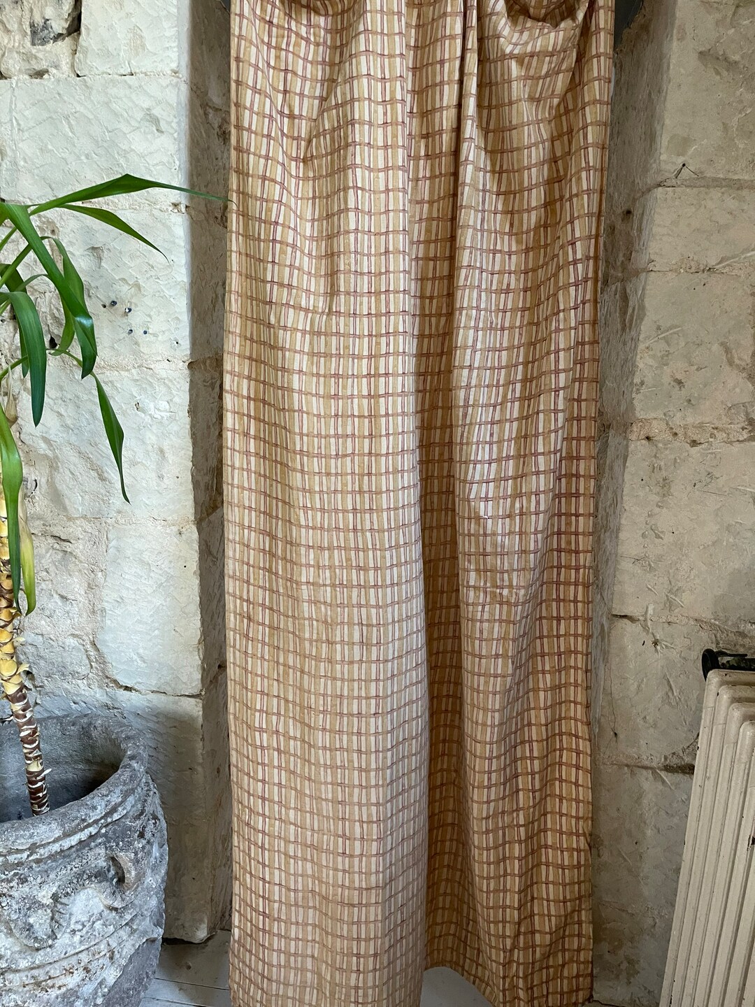 French Antique Linen Curtain Etsy