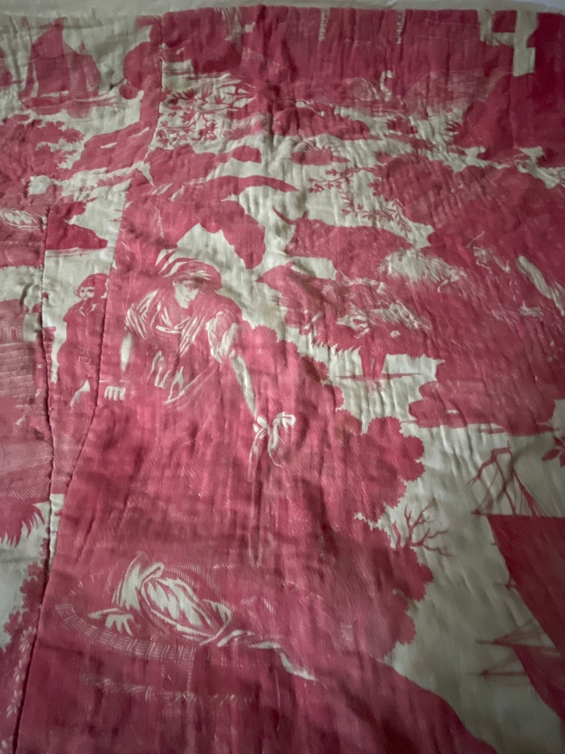 18 th century Toile de Jouy bed cover image 5