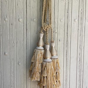 vintage french 1980 tassel curtain tie backs