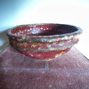 Antique Papemaché hand painted decorative bowl