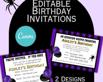 Editable Wednesday Themed Birthday Invitations