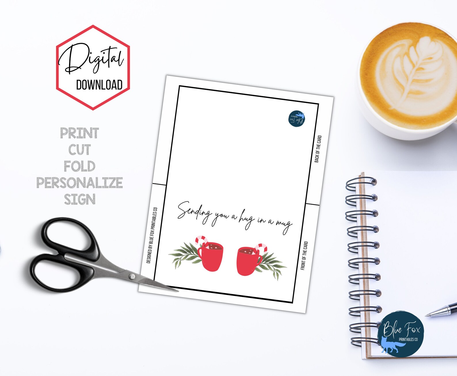 Printable Christmas Greeting Card, Instant Download, 7x5 Inch Cards for ...