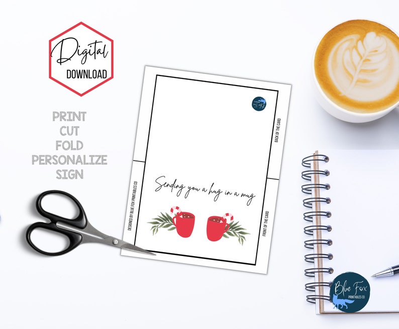 Printable Christmas Greeting Card, Instant Download, 7x5 Inch Cards for ...