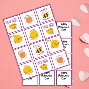 Tarjetas imprimibles del día de San Valentín para la clase, tarjetas de San Valentín brillantes y alegres para estudiantes, tarjetas vday impresas en casa, imprimibles de goodybag