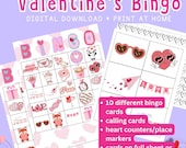 Valentine's Bingo Game  - 10 Unique Cards - Kids Classroom Party Game - Printable PDF & Calling Cards - Instant Download