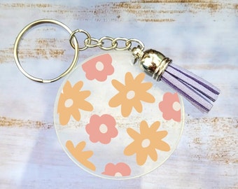 Acrylic keychain with floral design