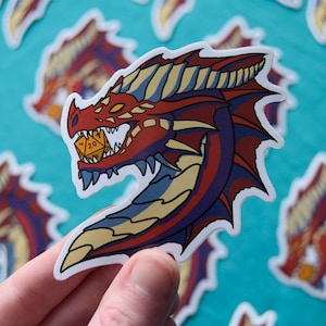 Dragão D20 vermelho <br>de <br> Entrega Rápida? Adesivos D&D | Adesivos de vinil