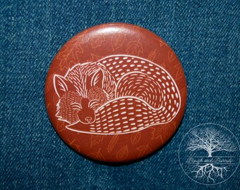 Sleeping Fox 58mm Pin Badge