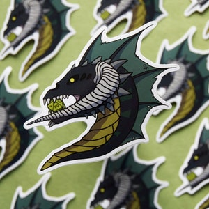 Etiqueta preta do dragão D20 de <br> Entrega Rápida? Adesivos D&D | Adesivos de vinil