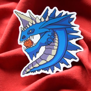 Etiqueta azul do dragão D20 de <br> Entrega Rápida? Adesivos D&D | Adesivos de vinil