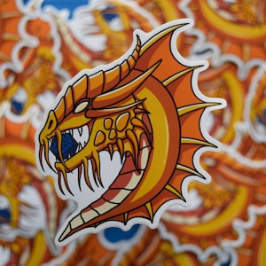 Etiqueta do dragão do ouro D20 de <br> Entrega Rápida? Adesivos D&D | Adesivos de vinil