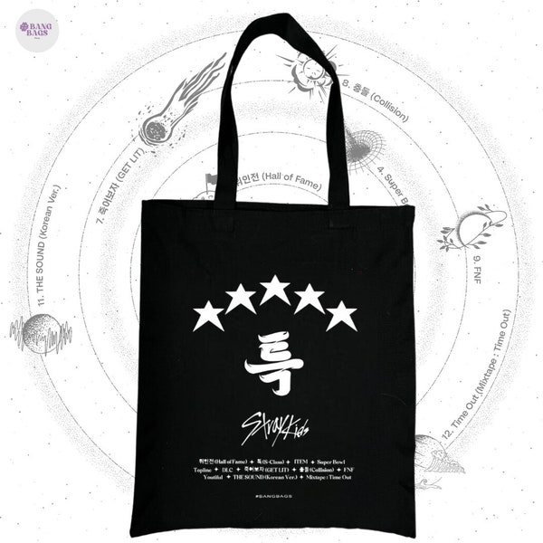 Stray Kids 5 Star Stay Canvas Tote Bag SKZ New Album,S- Class Stray Kids, Stray Kids Maniac Tour. Stray Kids 5 Star Album