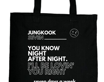 Jungkook Seven Tote Bag Canvas Bag Cotton Bag BTS Jungkook Seven Days a Week Zipp and Pocket Etsy