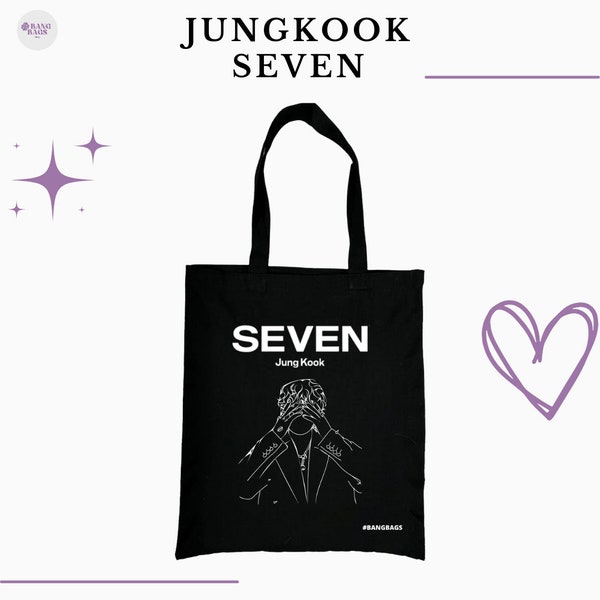 Jungkook Seven Tote Bag, Canvas Bag, Cotton Bag, BTS Jungkook, Seven days a week, zipp and pocket,