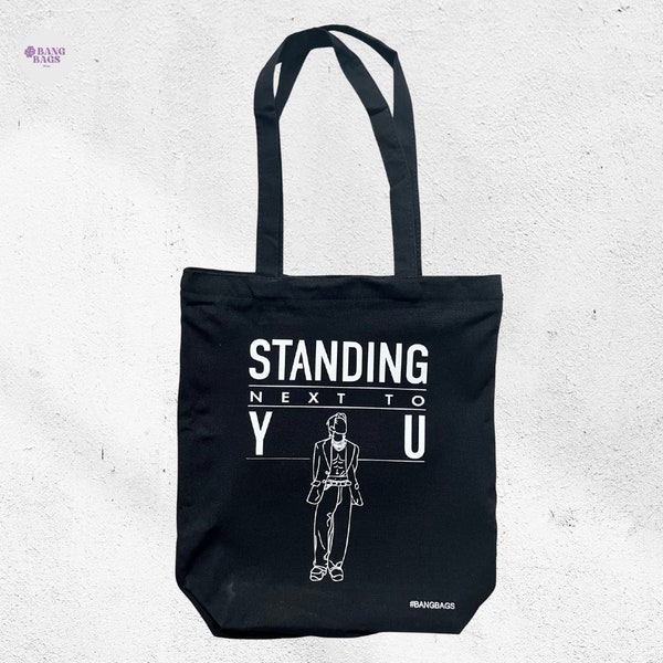 Jungkook Standing Next To You Tote Bag, Canvas Bag, Cotton Bag, BTS Jungkook, Golden album, zipp and pocket,