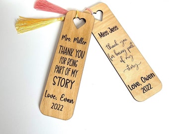 Personalized teacher gift | teacher appreciation week | Engraved wooden teacher bookmark | Part of my story | Teacher gifts | Pre K Gift
