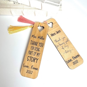 Personalized Engraved Wood Bookmark: Teacher Appreciation Gift