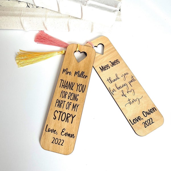 Personalized teacher gift | teacher appreciation week | Engraved wooden teacher bookmark | Part of my story | Teacher gifts | Pre K Gift