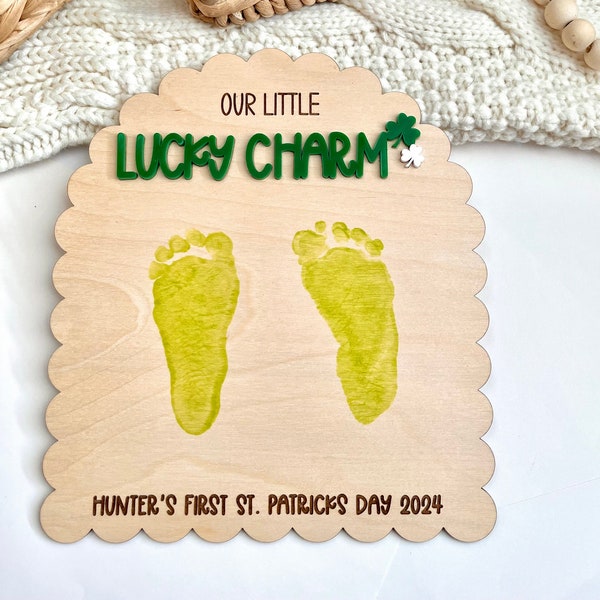 My First St. Patricks Day Sign | Baby’s Footprint Keepsake | Our lucky Charm Sign