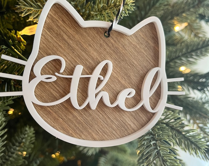 Personalized Cat Ornament |  Custom Cat Ornament | Wooden Cat Ornament | Acrylic Kitty Christmas Ornament