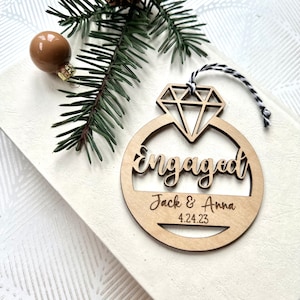 Engagement Gifts for Couple | Personalized Wooden Engagement Ornament