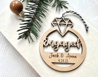Engagement Gifts for Couple | Personalized Wooden Engagement Ornament
