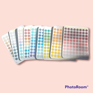 Rainbow Colorful Tiny smiley faces Water-resistant for journals, waterbottles, cards, laptops, phonecases, envelops, planners