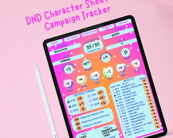 Y2K Heart DND Character Journal | DND Digital Journal for Ipad | Goodnotes DND Journal | Campaign Session Tracker | Character Sheet | pdf
