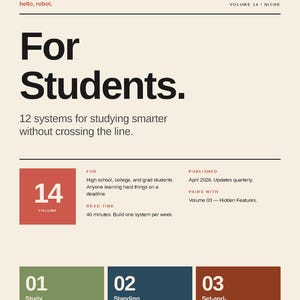Guía de estudio de Claude AI para estudiantes / 12 sistemas para tomar notas, redactar trabajos y prepararse para exámenes / Guía digital en PDF para la universidad y los estudios de posgrado