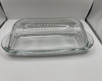 Clear glass butter dish Premium “Stylish serve ware for fresh butter”