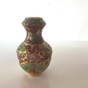 Vintage Cloisonné Miniature Enameled Gold Gilded Vase