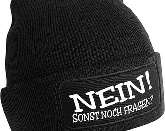 Beanie Nein! Sonst noch Fragen? Mütze Unisex Strickmütze Wintermütze Farbauswahl warme weiche Skimütze Kopfbedeckung für Après-Ski