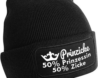 Beanie Prinzicke - 50 Prinzessin 50 Zicke Mütze Unisex Strickmütze Wintermütze Farbauswahl weiche Skimütze Kopfbedeckung für Après-Ski