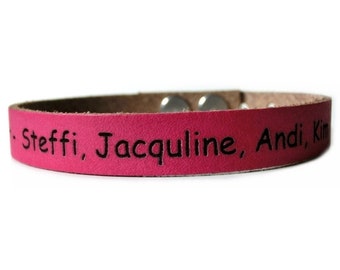 Leren kinderband met persoonlijk gewenste graveerband | Echt lederen armband gepersonaliseerde | SOS Armband | Kleur