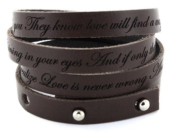 Leather strap with personal | engraving Genuine leather wrap bracelet personalized