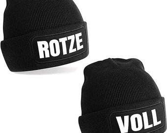 Partner Set Beanie mit Aufdruck Rotze Voll - Unisex  ApresSki Mütze Skimütze Apres Ski Wintermütze Après-Ski Party Snowoard Mütze