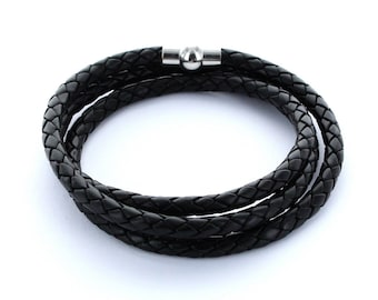 Leather strap braided | Tailor-made winding bracelet | Ball magnetic closure | Color