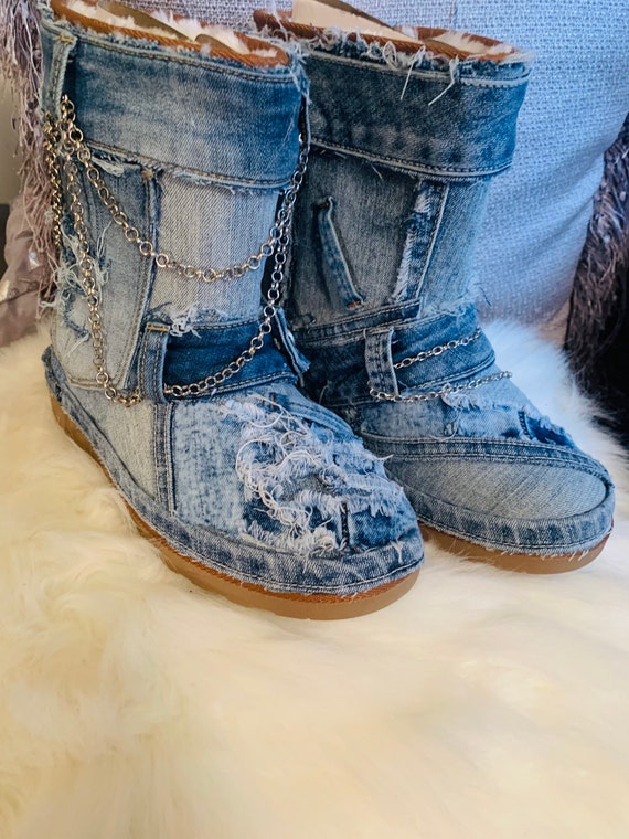 Denim blue boots best sale