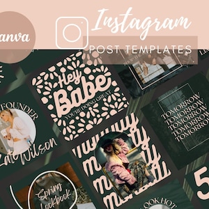 Instagram Post Templates Canva - Pink & Green - Modern Instagram Templates - Canva Designs - Posts for Instagram - Product Template