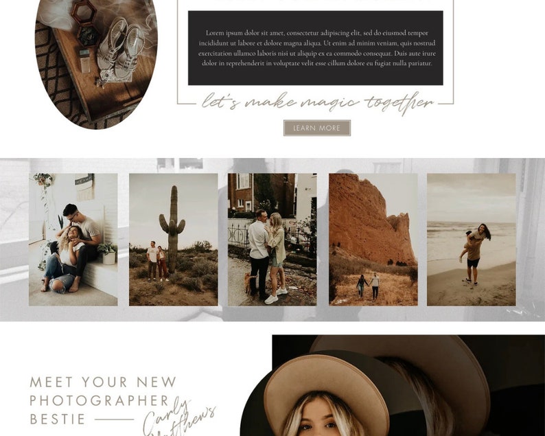 WIX Photography Template site Design for Wedding Etsy