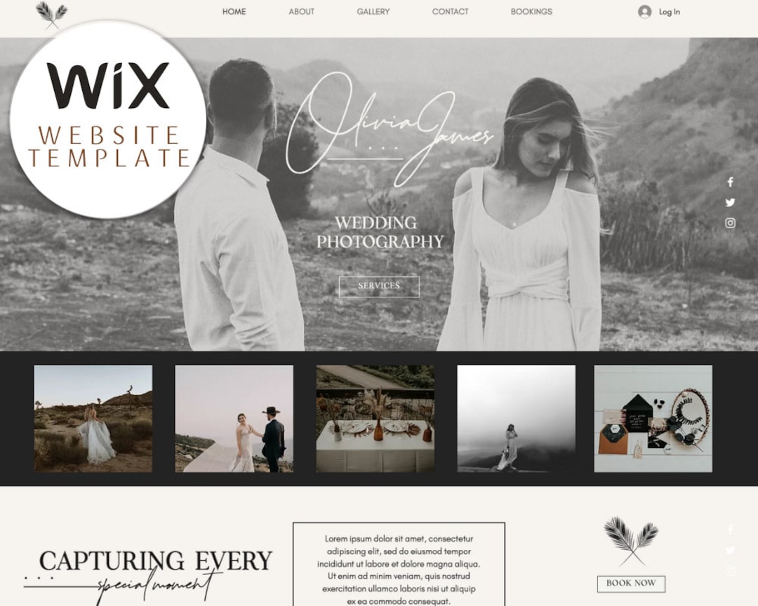 WIX Photography Template site Design for Wedding Photographers WIX Photography Theme Wix